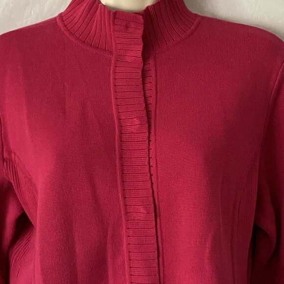 Women's Talbots Petites Cardigan Sweater Hidden Snap Up Pink SZ M 100% Cotton - Picture 3 of 12